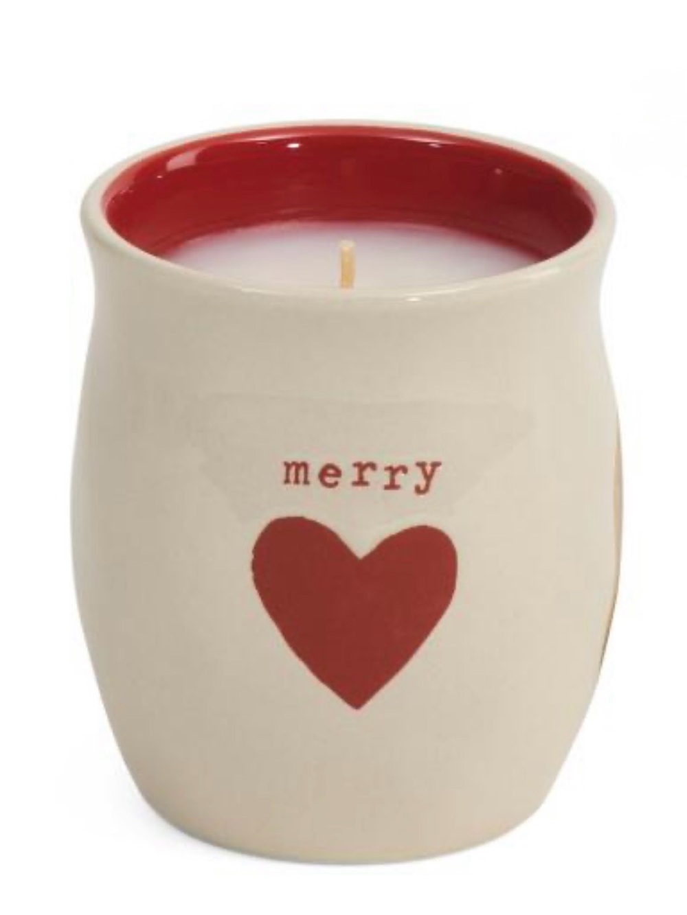 New! Demdaco Red Heart Ceramic Small Candle